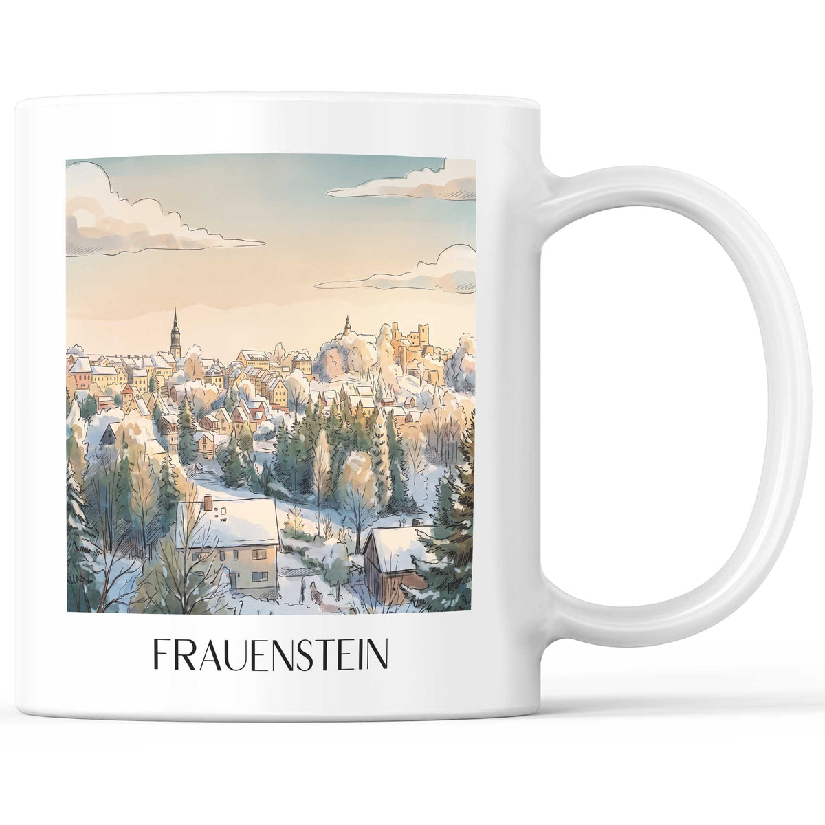 Frauenstein Kaffeebecher - Osterzgebirge - Deutschland Becher - Kaffeetasse im Aquarell Stil
