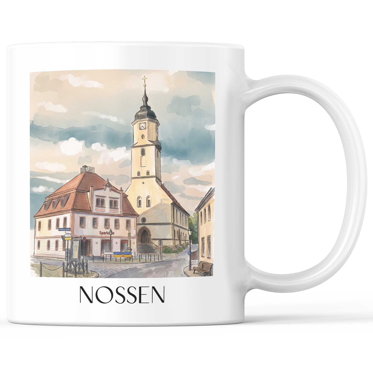 Nossen Kaffeebecher - Sachsen - Deutschland Becher - Kaffeetasse im Aquarell Stil