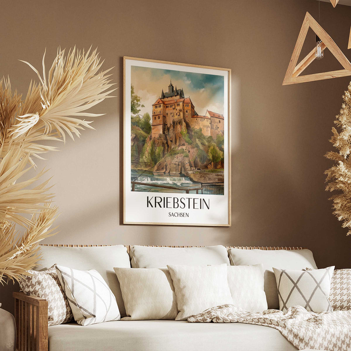 kriebstein-sachsen-deutschland-poster-aquarell