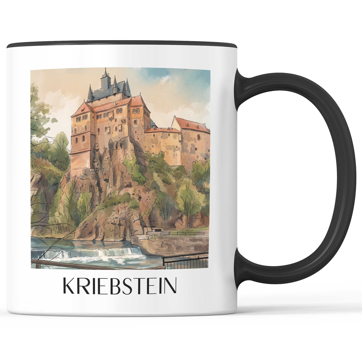 Kriebstein Kaffeebecher - Sachsen - Deutschland Becher - Kaffeetasse im Aquarell Stil