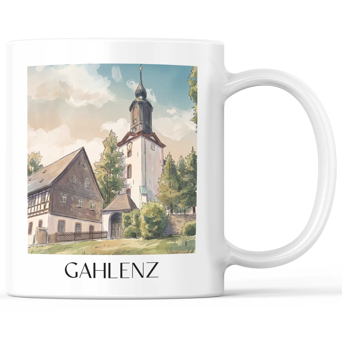 Gahlenz Kaffeebecher - Erzgebirge - Deutschland Becher - Kaffeetasse im Aquarell Stil