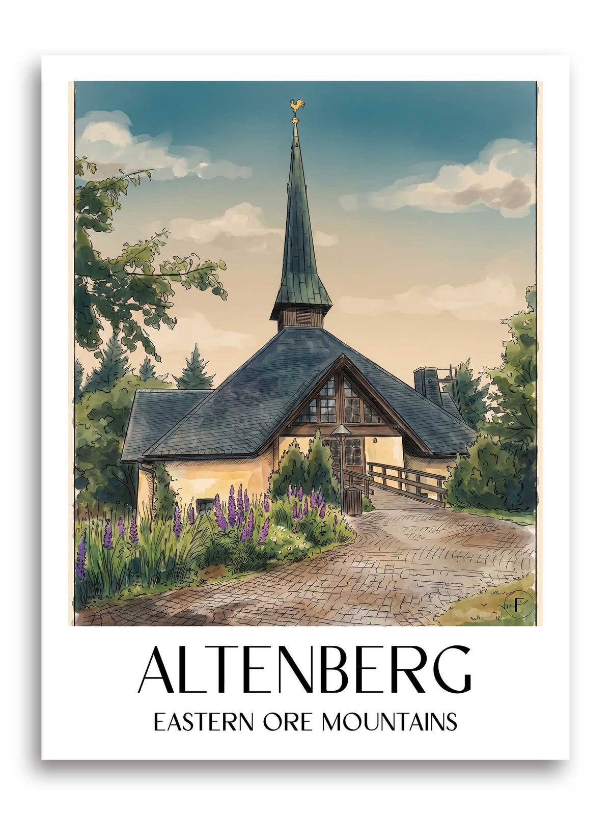 Altenberg Poster - Osterzgebirge - Deutschland Kunstdruck - Aquarell von A4 bis A1