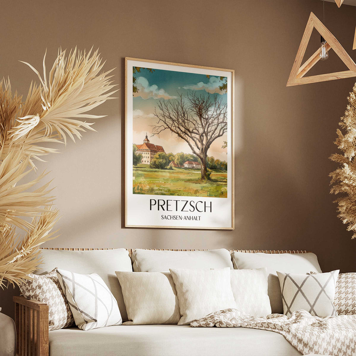 pretzsch-sachsen-anhalt-deutschland-poster-aquarell