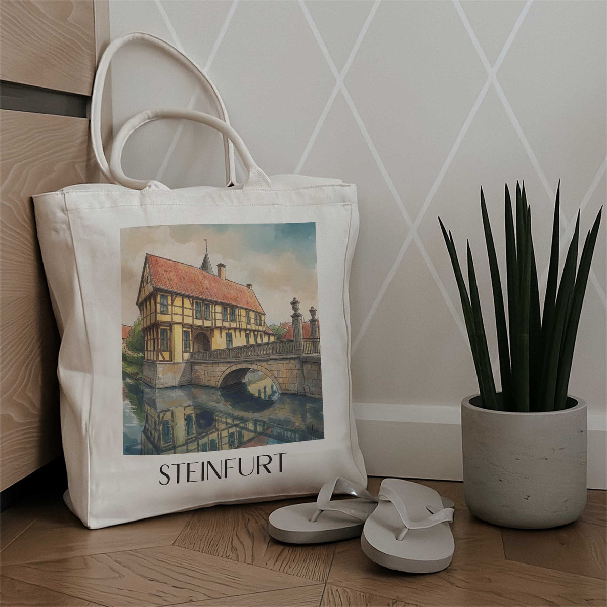 steinfurt-münsterland-deutschland-einkaufstasche-aquarell