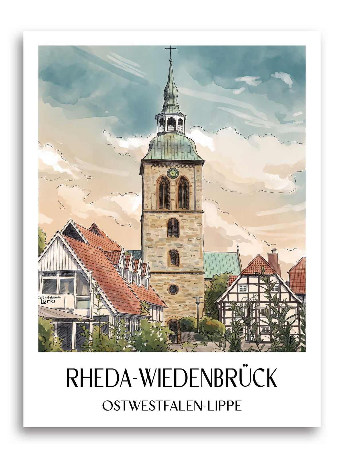 rheda-wiedenbrück-ostwestfalen-lippe-deutschland-poster-aquarell