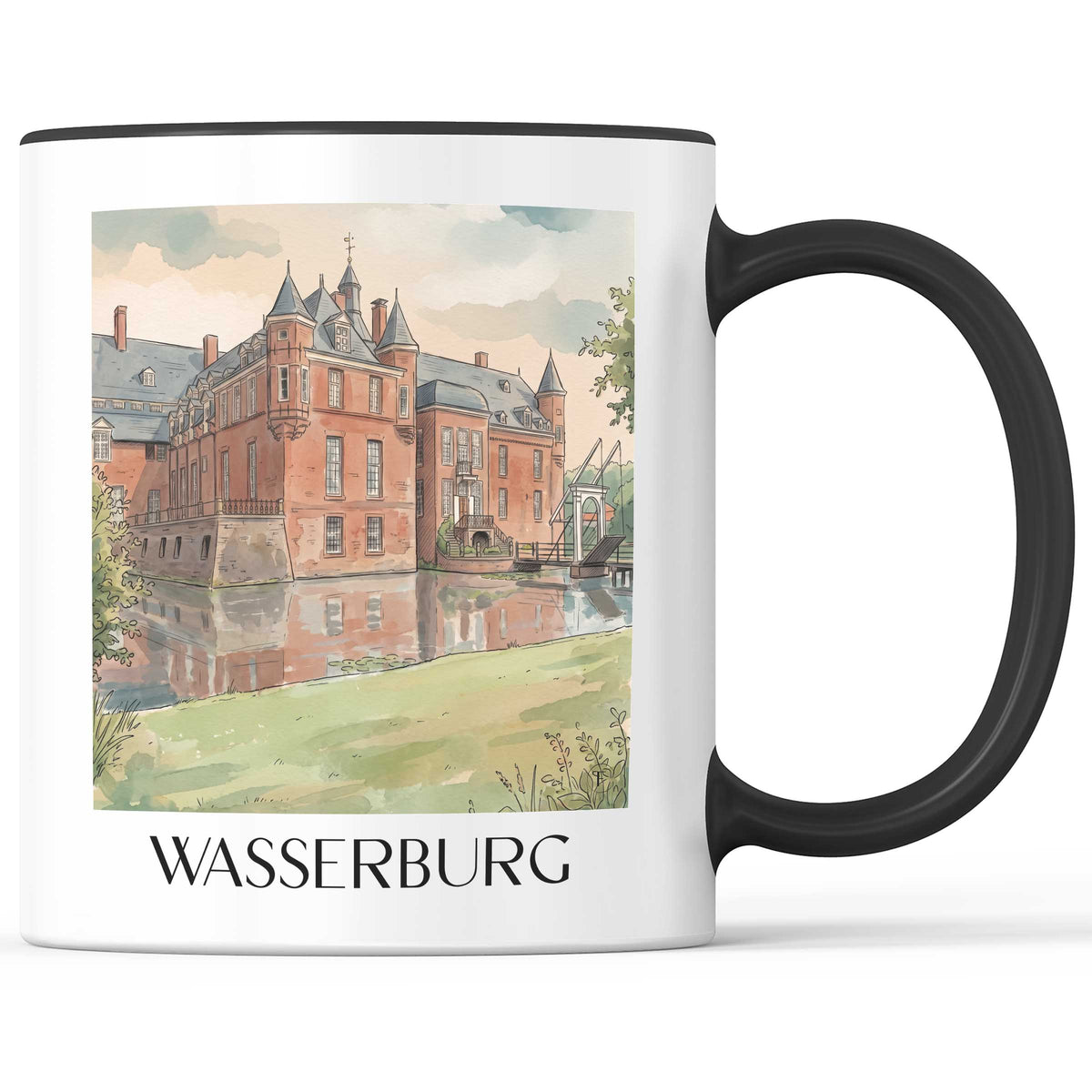 wasserburg-anholt-deutschland-kaffeebecher-aquarell