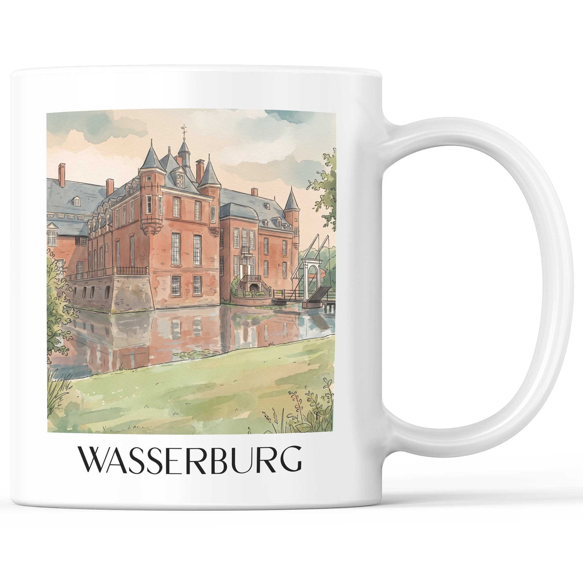 wasserburg-anholt-deutschland-kaffeebecher-aquarell