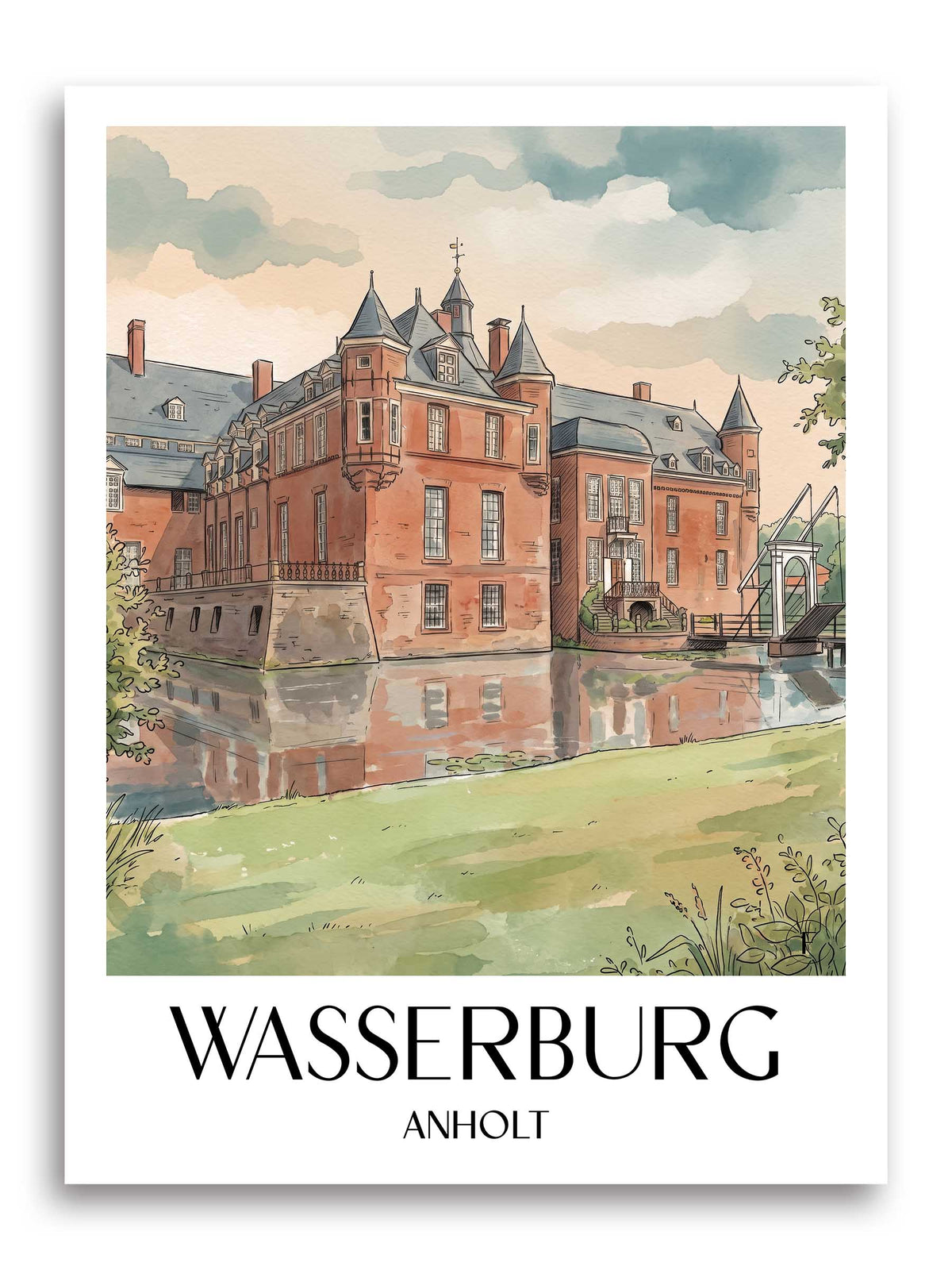 wasserburg-anholt-deutschland-poster-aquarell