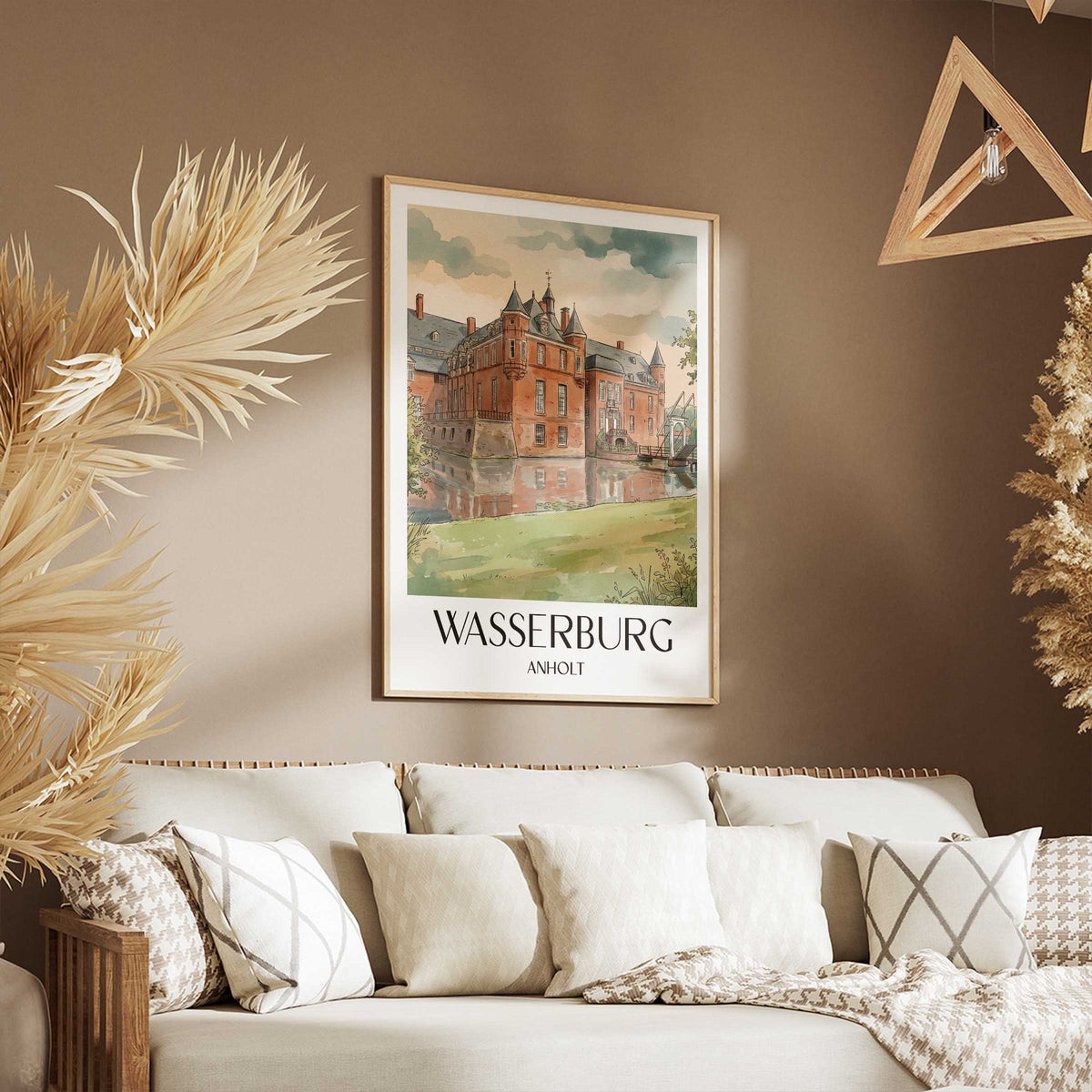 wasserburg-anholt-deutschland-poster-aquarell