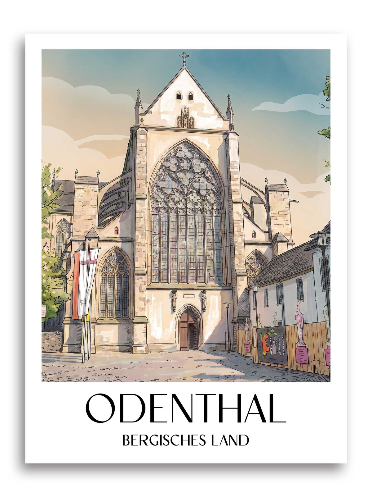 Odenthal Poster - Bergisches Land - Deutschland Kunstdruck - Aquarell von A4 bis A1