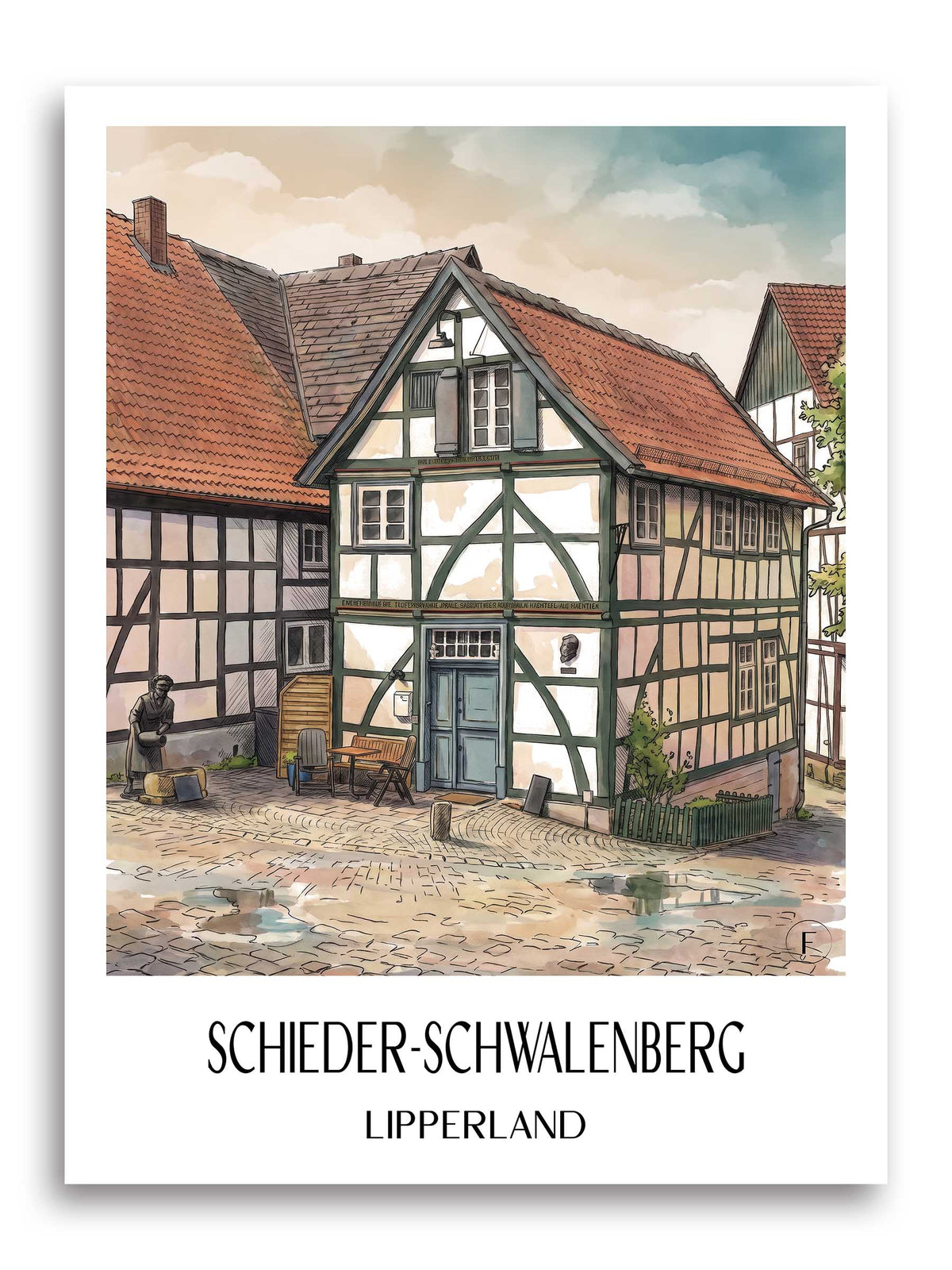 schieder-schwalenberg-lipperland-deutschland-poster-aquarell