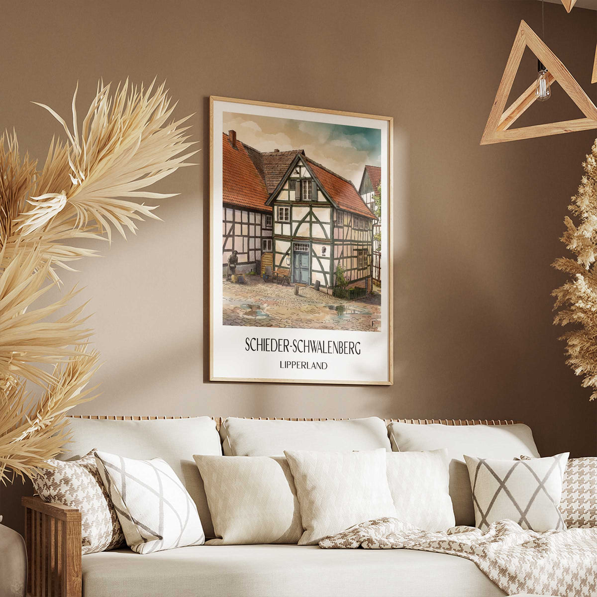 schieder-schwalenberg-lipperland-deutschland-poster-aquarell