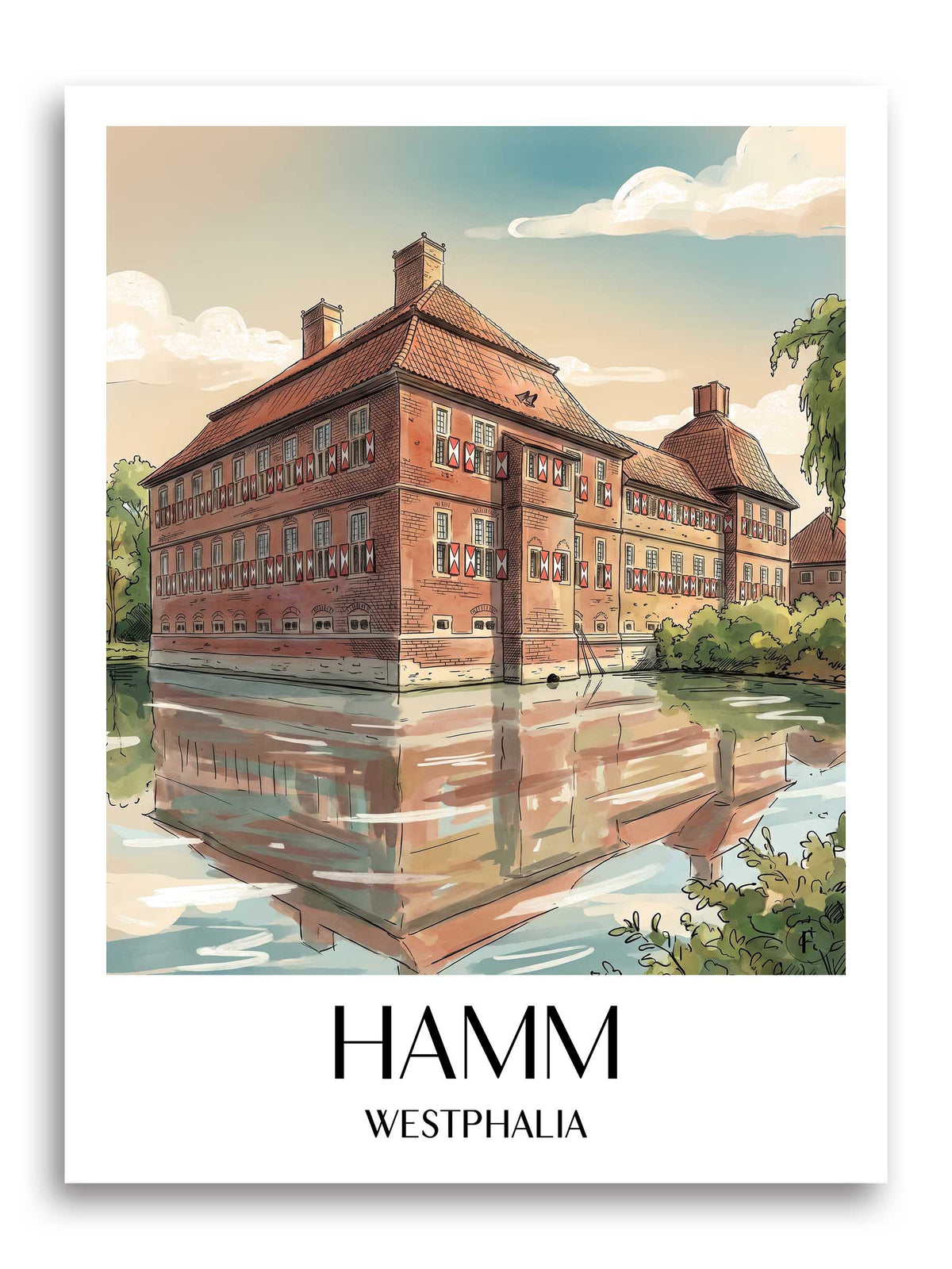 Hamm Poster - Westfalen - Deutschland Kunstdruck - Aquarell von A4 bis A1