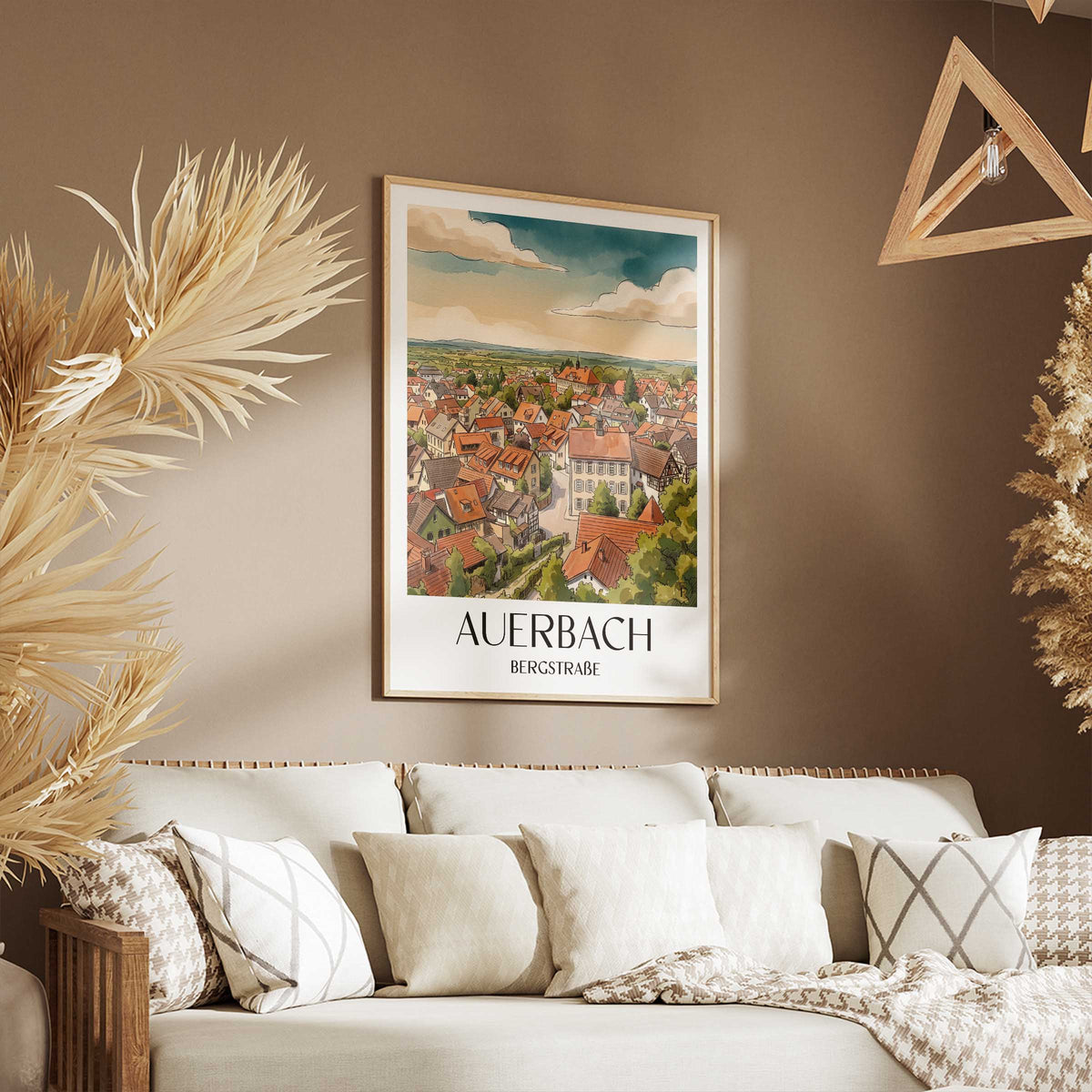 auerbach-bergstraße-deutschland-poster-aquarell