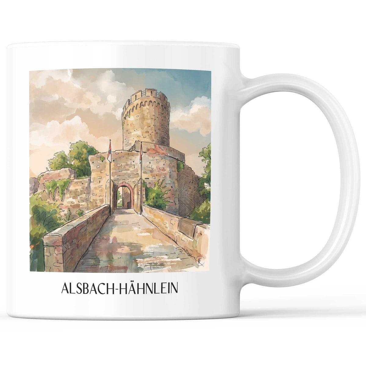 Alsbach-Hähnlein Kaffeebecher - Bergstraße - Deutschland Becher - Kaffeetasse im Aquarell Stil