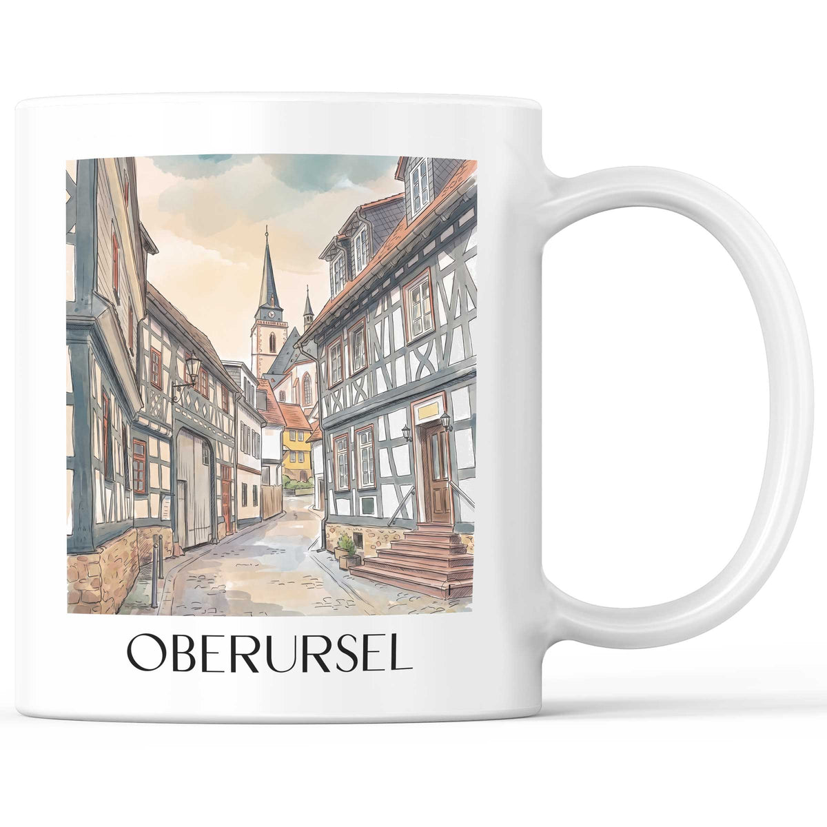 oberursel-taunus-deutschland-kaffeebecher-aquarell