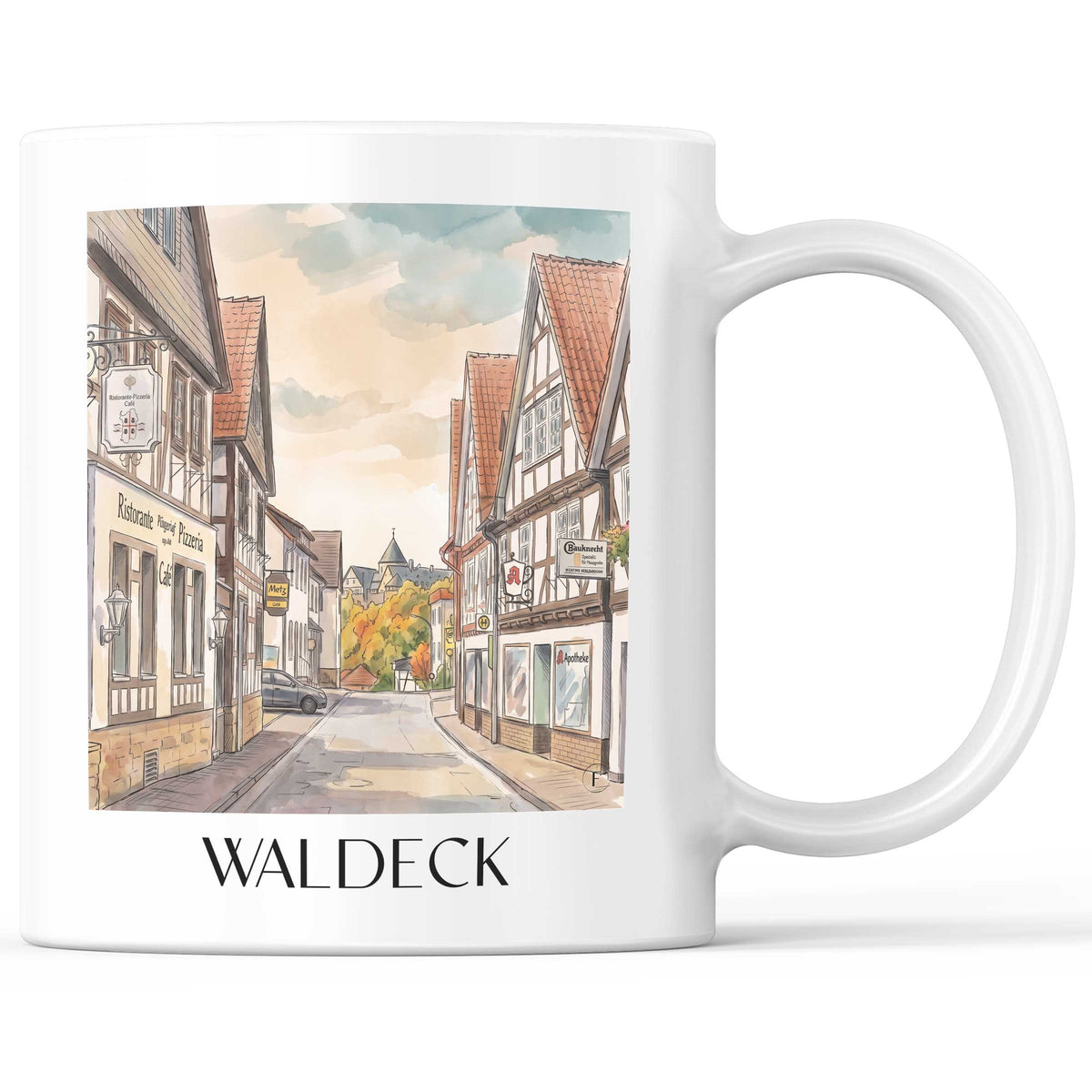 Waldeck Kaffeebecher - Edersee - Deutschland Becher - Kaffeetasse im Aquarell Stil