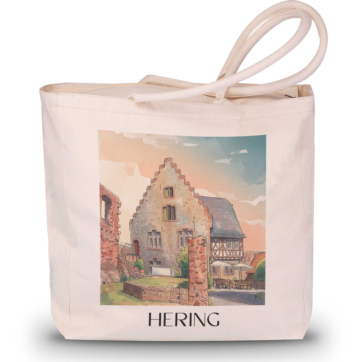 Hering Shopping Tasche - Odenwald - Deutschland Tote Bag - Einkaufstasche im Aquarell Stil