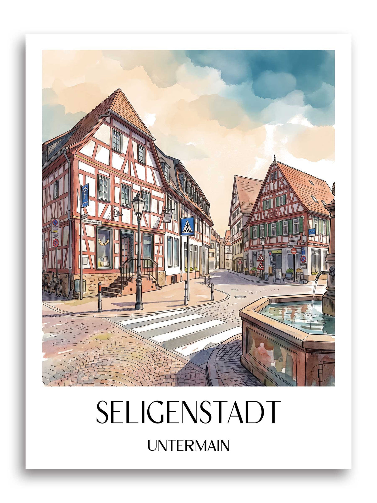 seligenstadt-untermain-deutschland-poster-aquarell