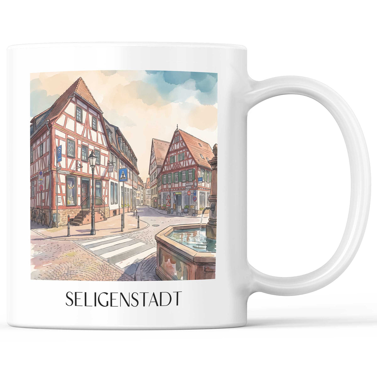 Seligenstadt Kaffeebecher - Untermain - Deutschland Becher - Kaffeetasse im Aquarell Stil