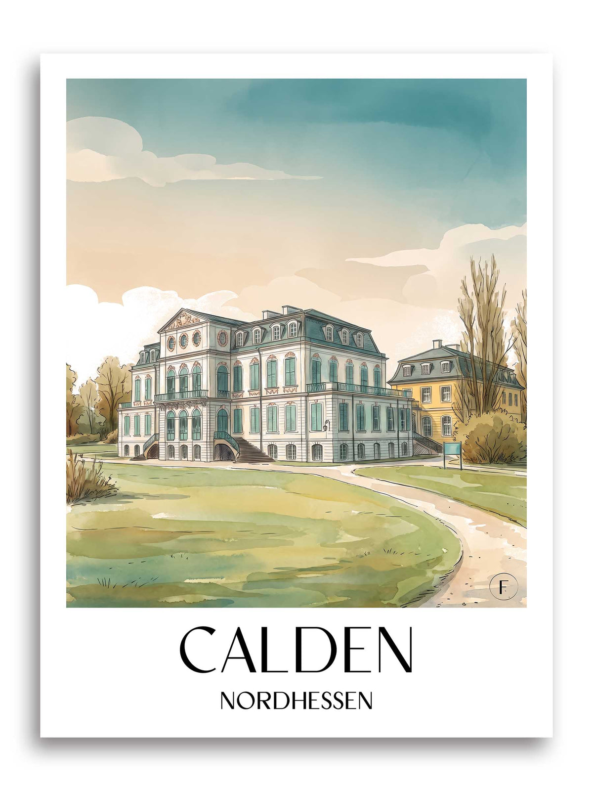 calden-nordhessen-deutschland-poster-aquarell