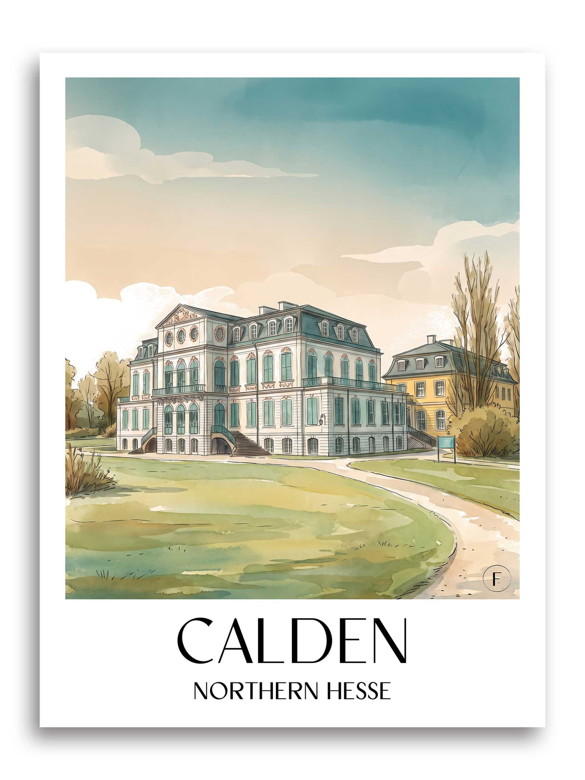 Calden Poster - Nordhessen - Deutschland Kunstdruck - Aquarell von A4 bis A1