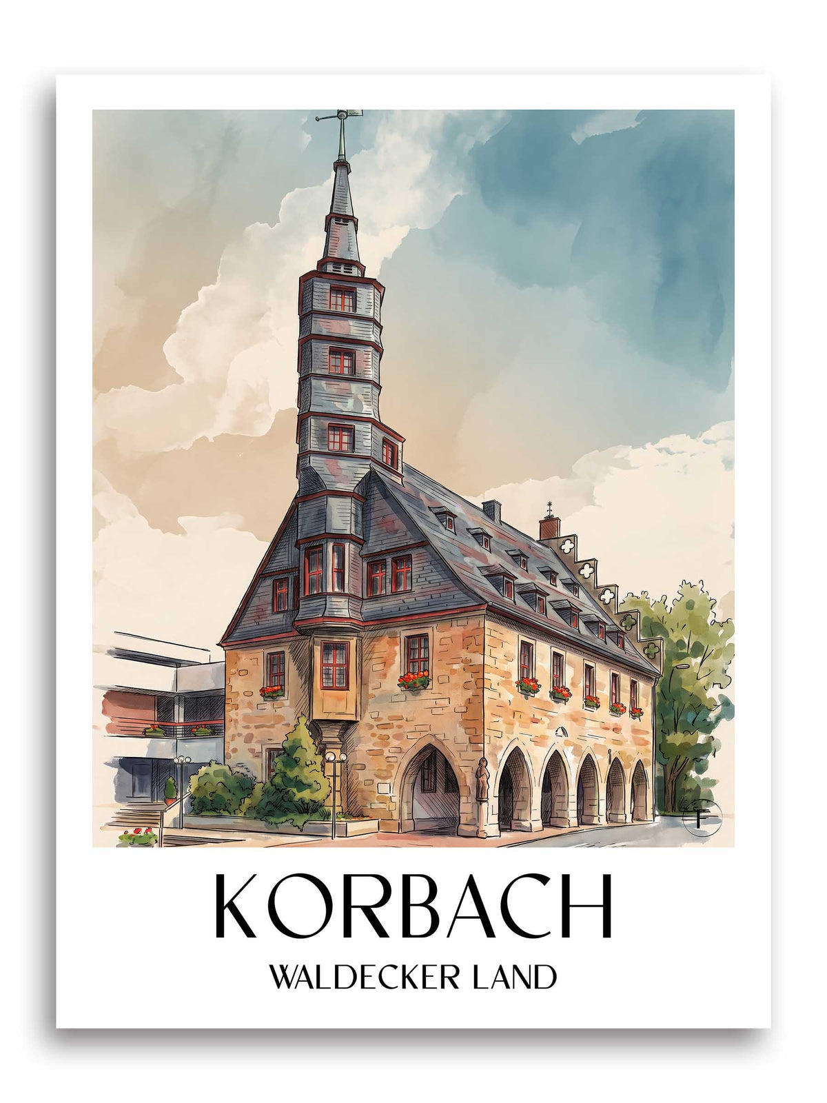 korbach-waldecker-land-deutschland-poster-aquarell