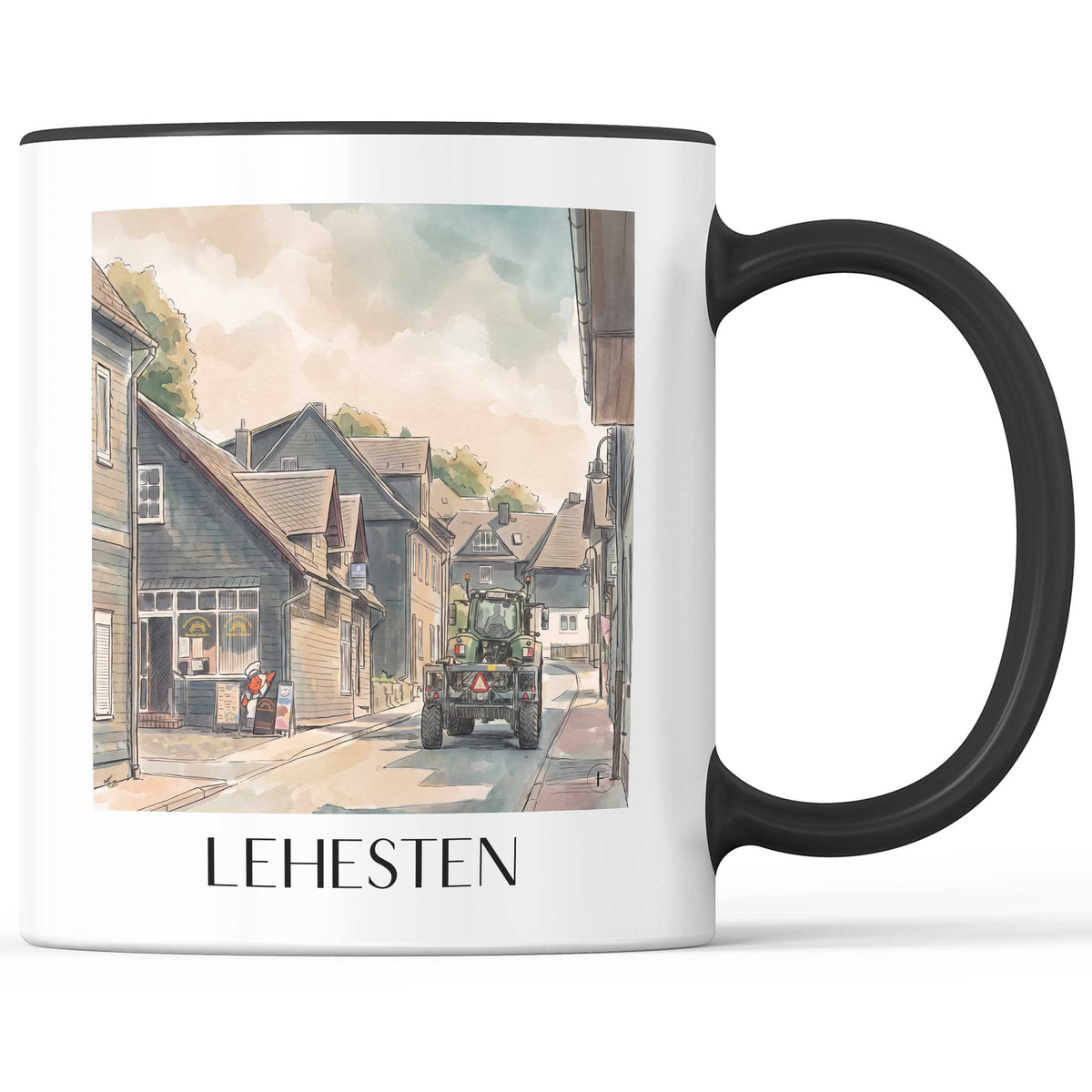 Lehesten Kaffeebecher - Thüringen - Deutschland Becher - Kaffeetasse im Aquarell Stil