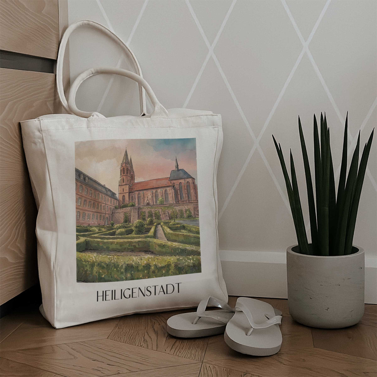 heiligenstadt-thüringen-deutschland-einkaufstasche-aquarell