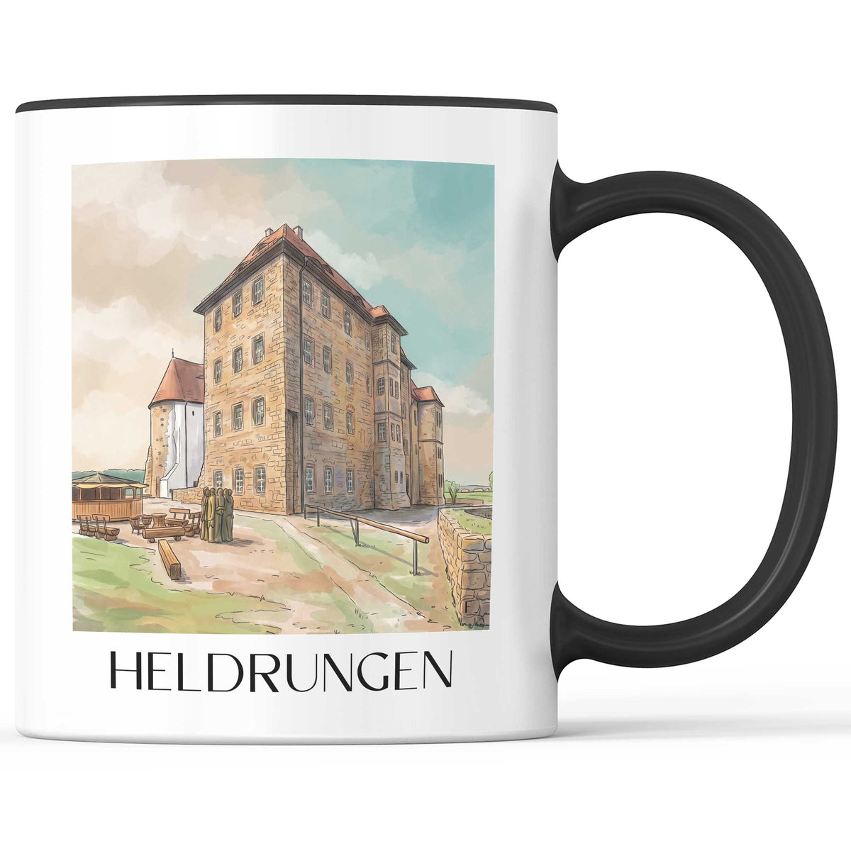 Heldrungen Kaffeebecher - Thüringen - Deutschland Becher - Kaffeetasse im Aquarell Stil