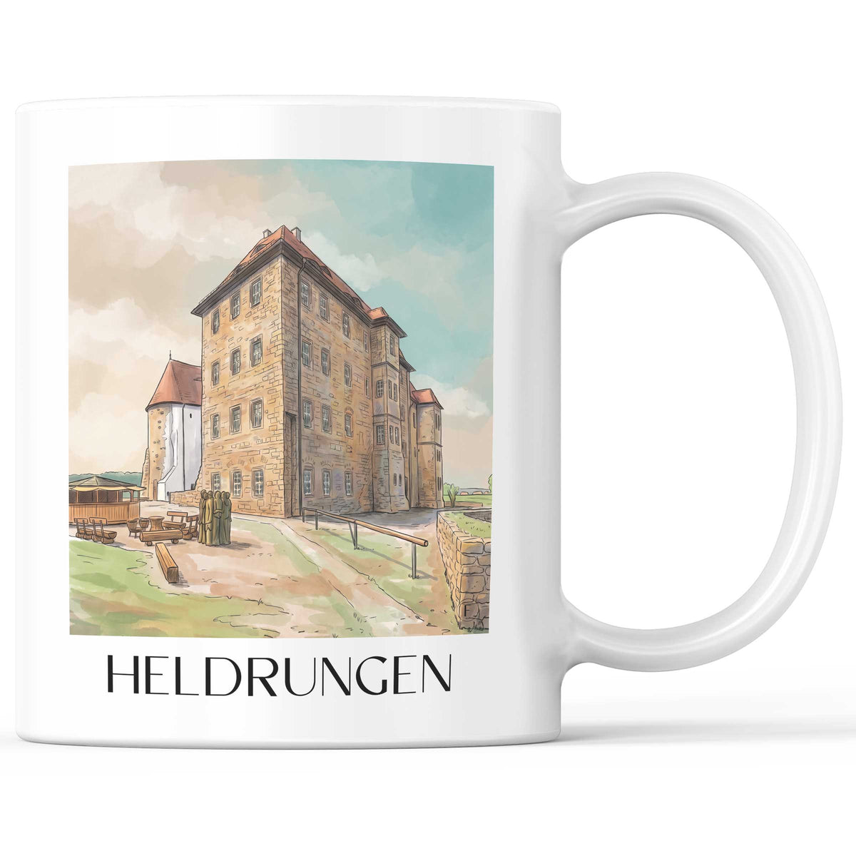 Heldrungen Kaffeebecher - Thüringen - Deutschland Becher - Kaffeetasse im Aquarell Stil
