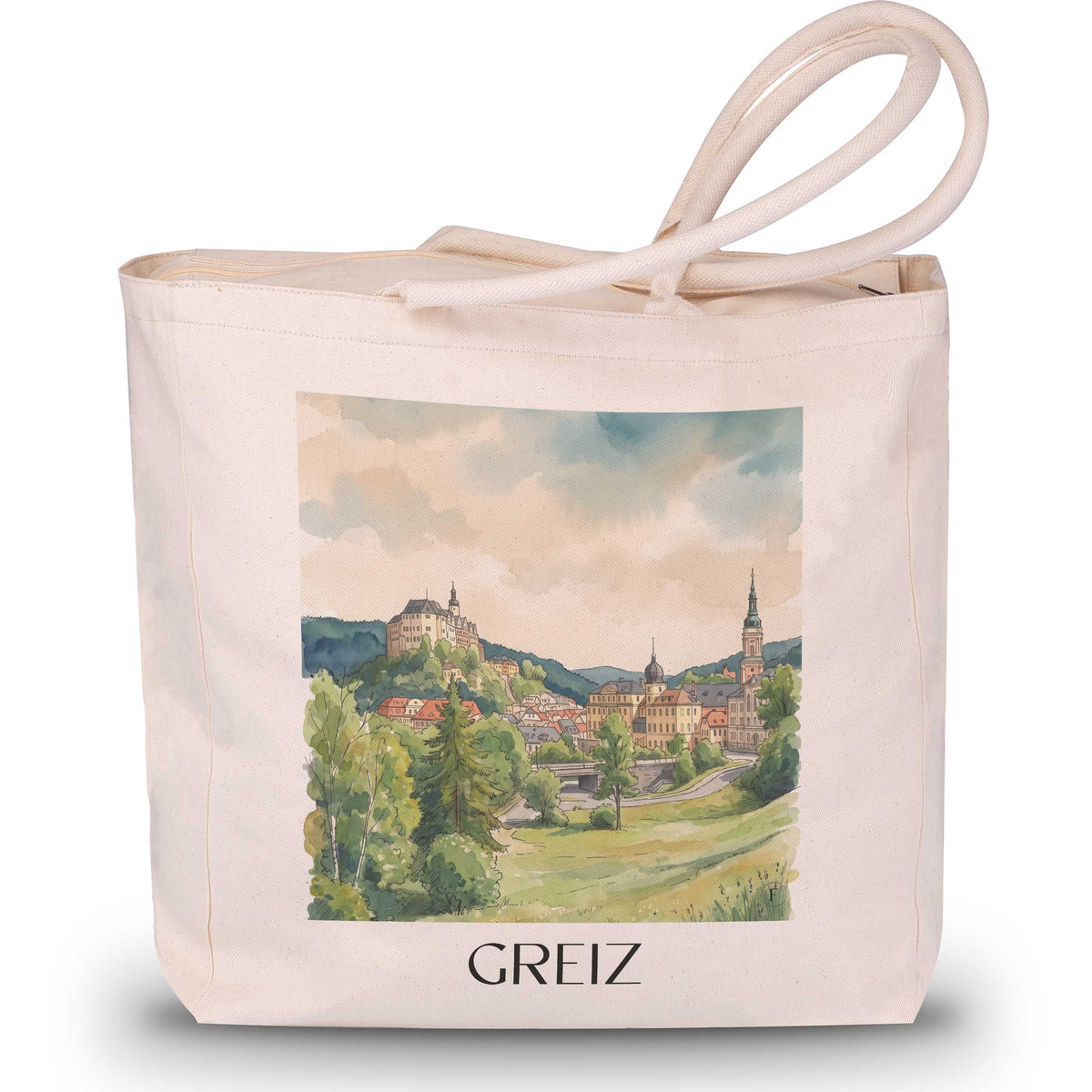 Greiz Shopping Tasche - Vogtland - Deutschland Tote Bag - Einkaufstasche im Aquarell Stil