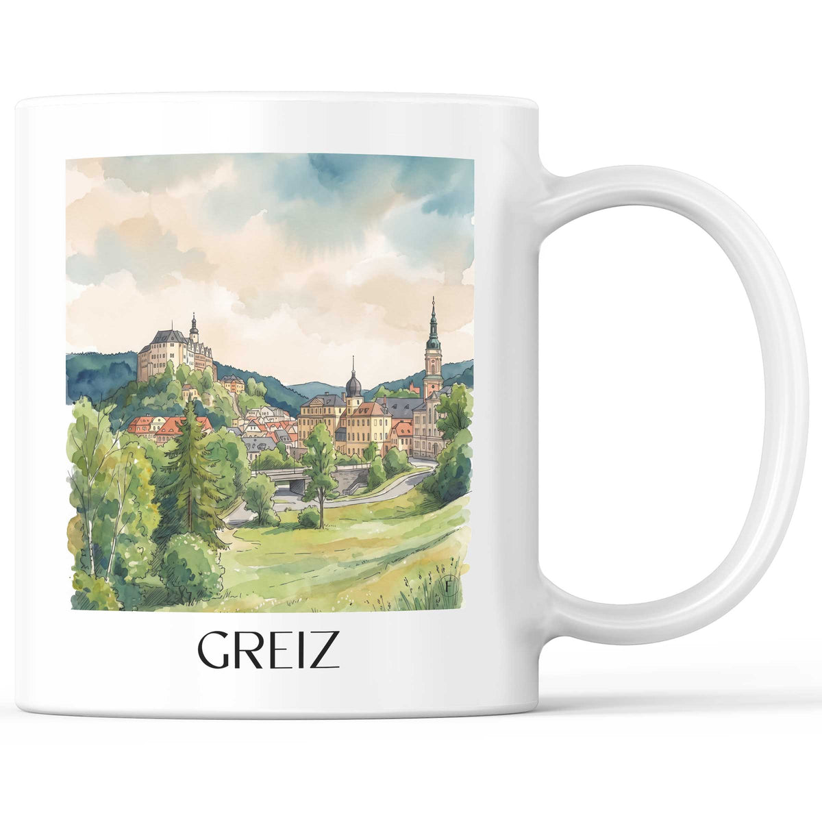Greiz Kaffeebecher - Vogtland - Deutschland Becher - Kaffeetasse im Aquarell Stil