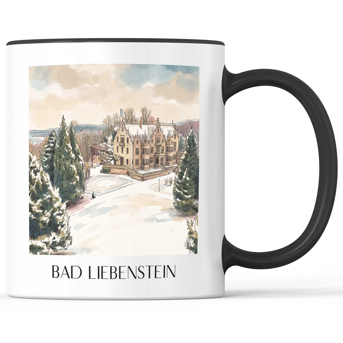 Bad Liebenstein Kaffeebecher - Thüringer Wald - Deutschland Becher - Kaffeetasse im Aquarell Stil