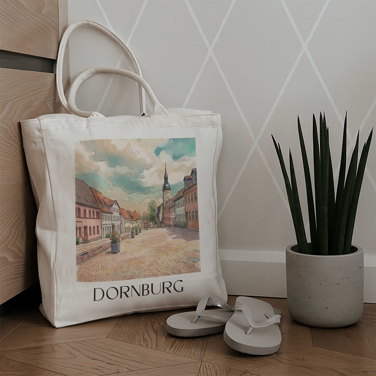 dornburg-saaletal-deutschland-einkaufstasche-aquarell