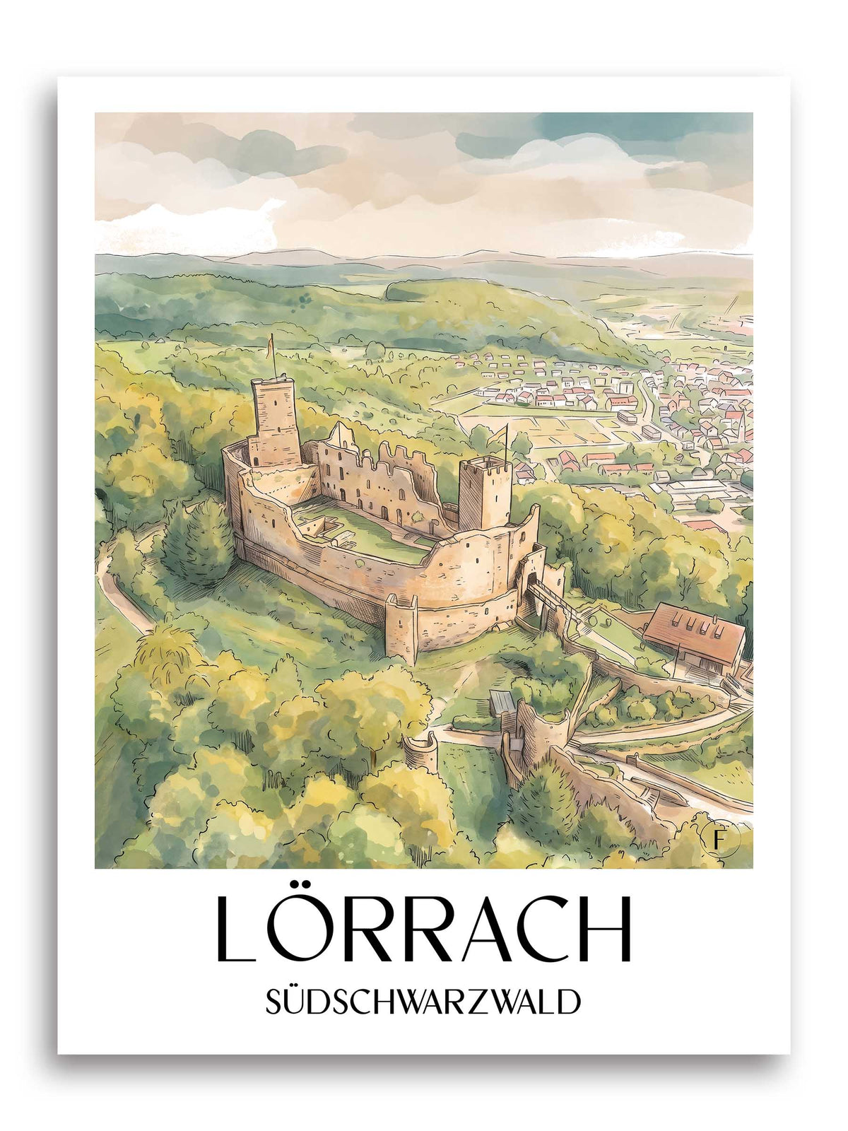 lörrach-südschwarzwald-deutschland-poster-aquarell