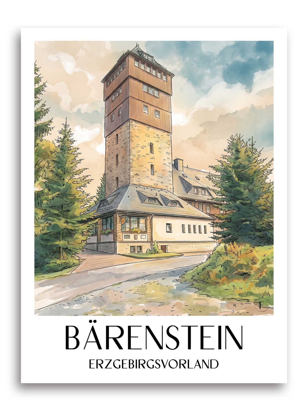 bärenstein-erzgebirgsvorland-deutschland-poster-aquarell