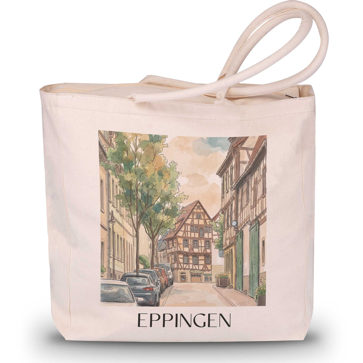 eppingen-kraichgau-deutschland-einkaufstasche-aquarell