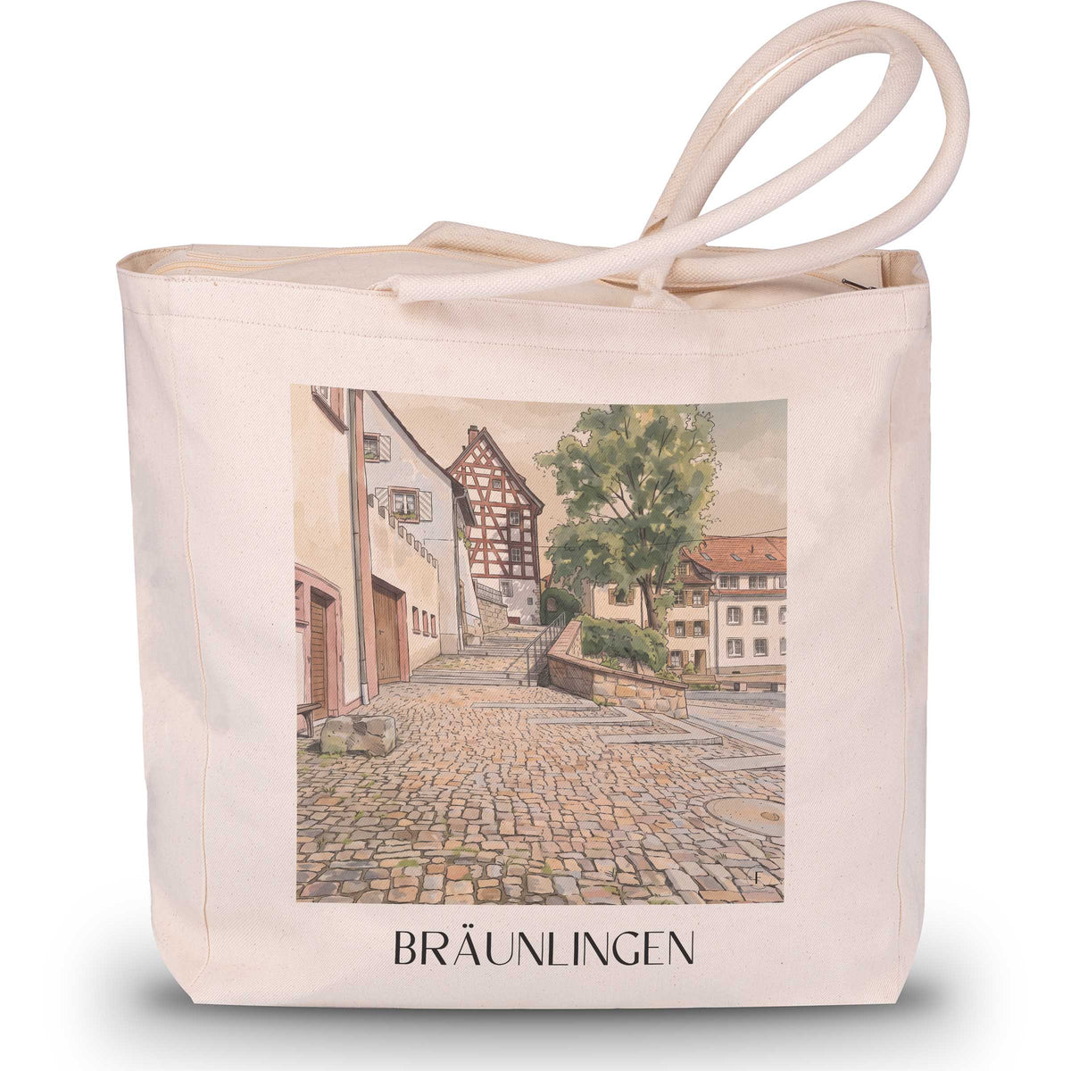 Bräunlingen Shopping Tasche - Schwarzwald - Deutschland Tote Bag - Einkaufstasche im Aquarell Stil