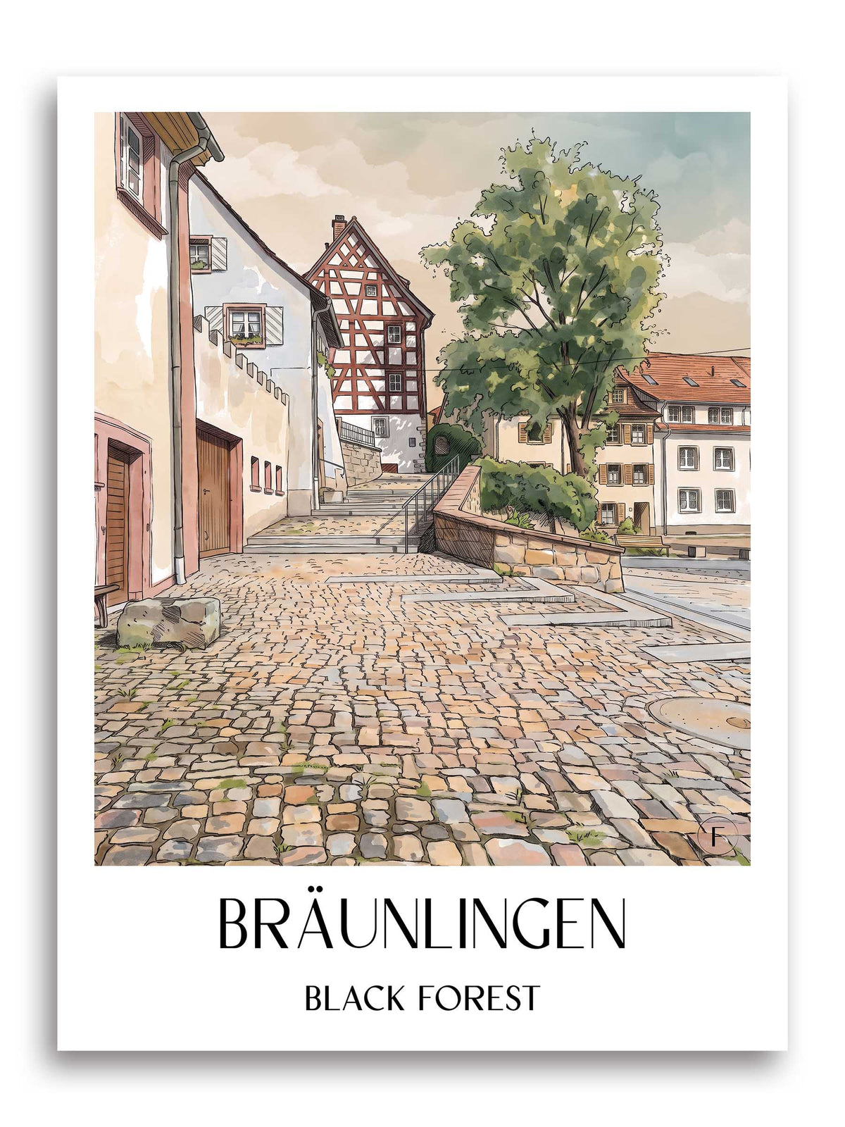 Bräunlingen Poster - Schwarzwald - Deutschland Kunstdruck - Aquarell von A4 bis A1