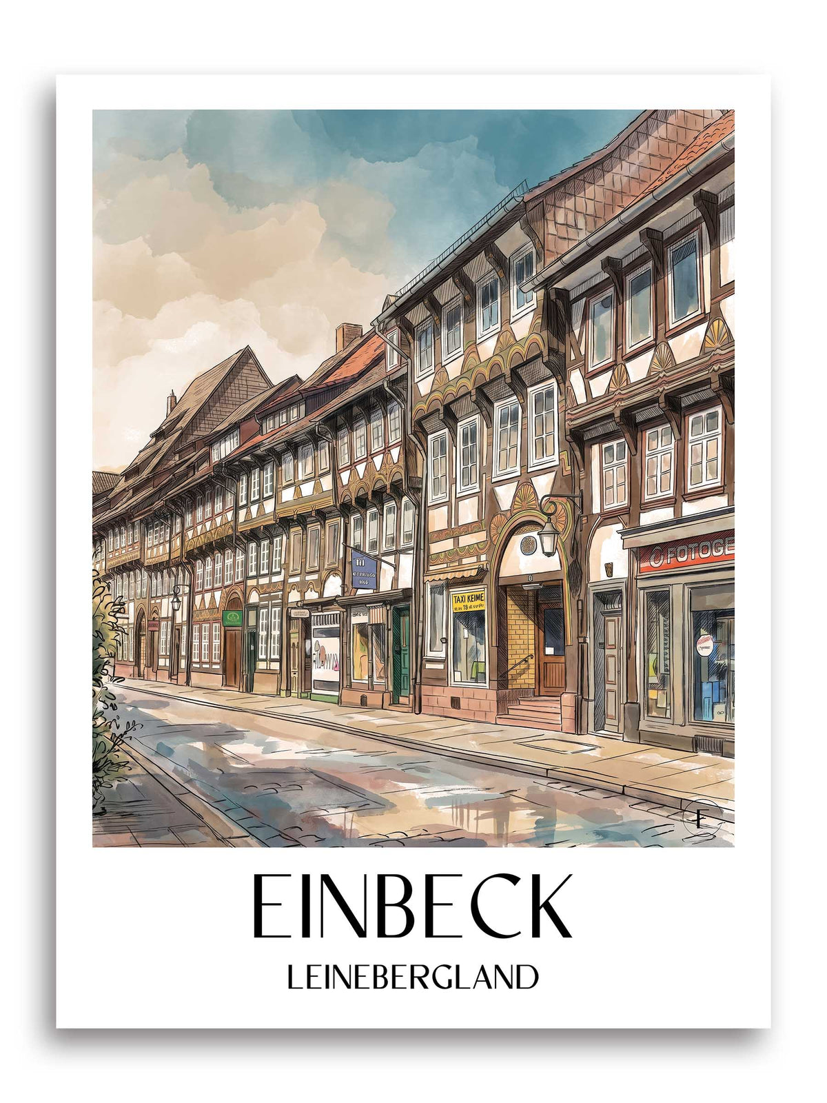 einbeck-leinebergland-deutschland-poster-aquarell