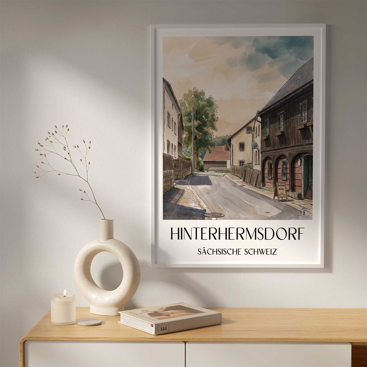 hinterhermsdorf-sächsische-schweiz-deutschland-poster-aquarell