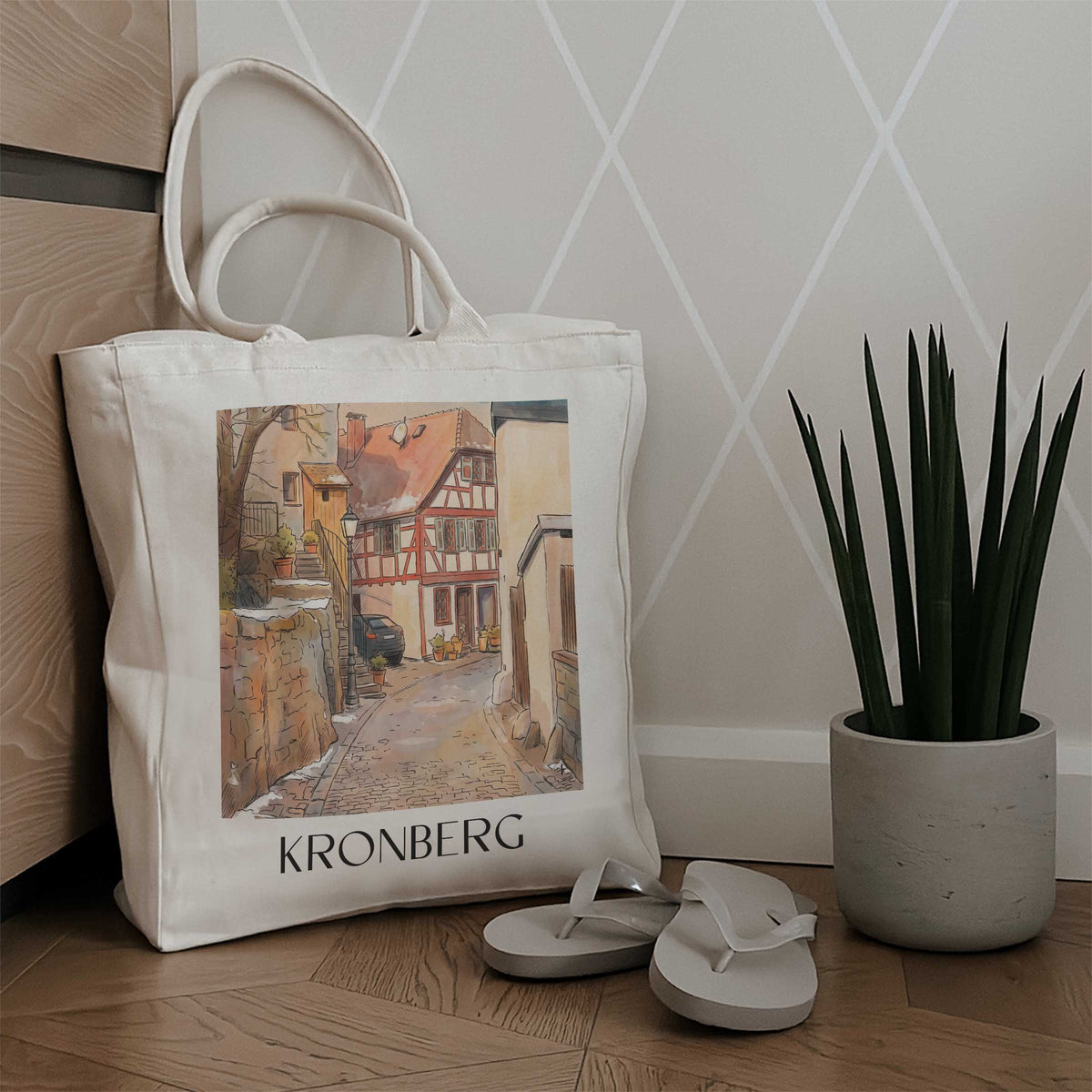 kronberg-taunus-deutschland-einkaufstasche-aquarell