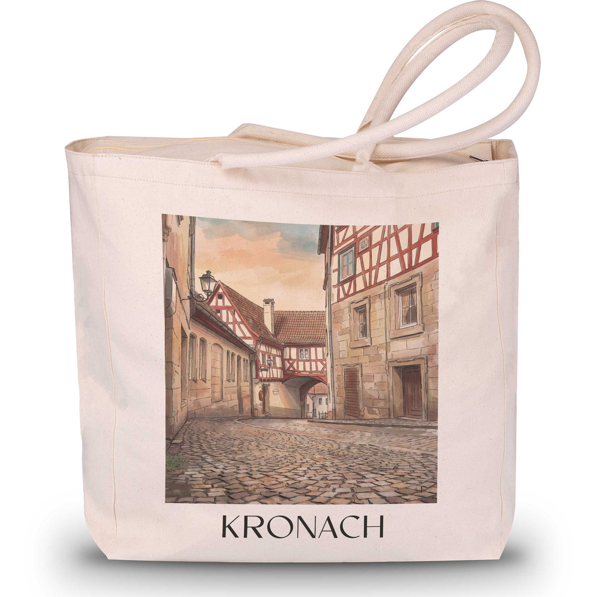 kronach-frankenwald-deutschland-einkaufstasche-aquarell