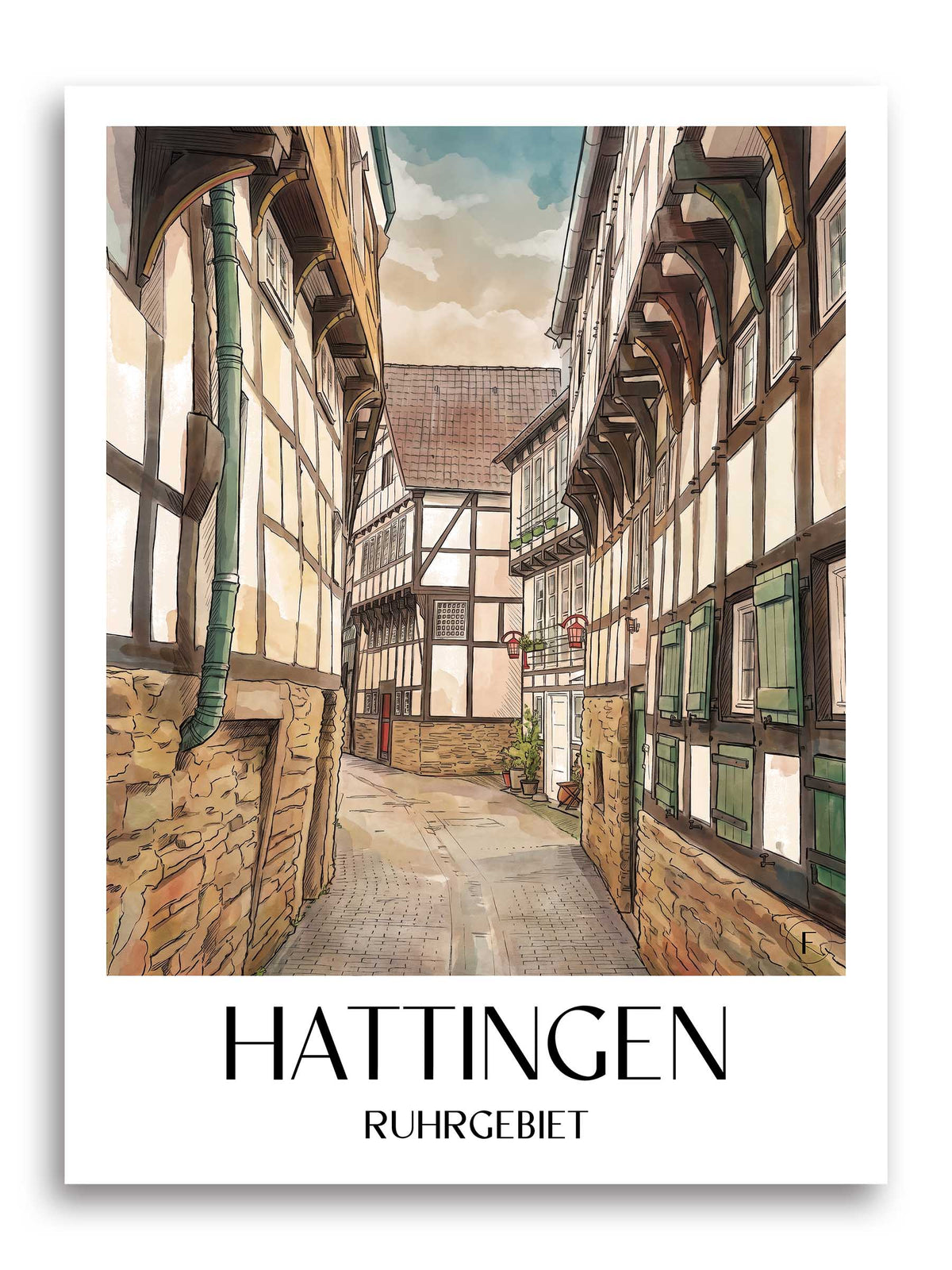 hattingen-ruhrgebiet-deutschland-poster-aquarell