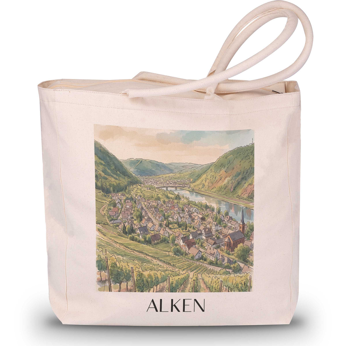 alken-moseltal-deutschland-einkaufstasche-aquarell