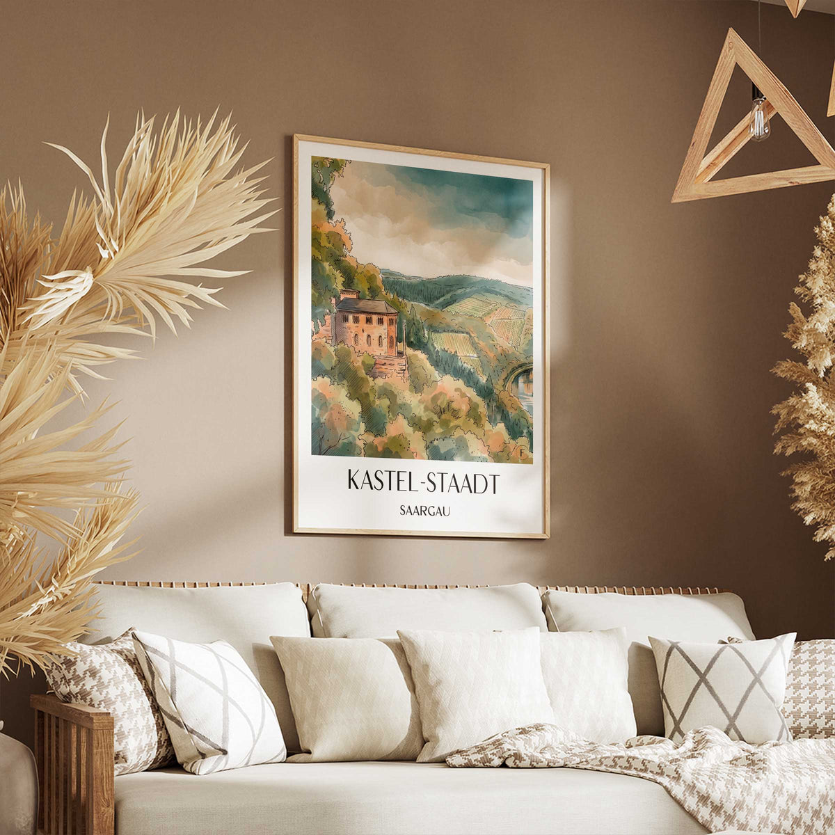 kastel-staadt-saargau-deutschland-poster-aquarell