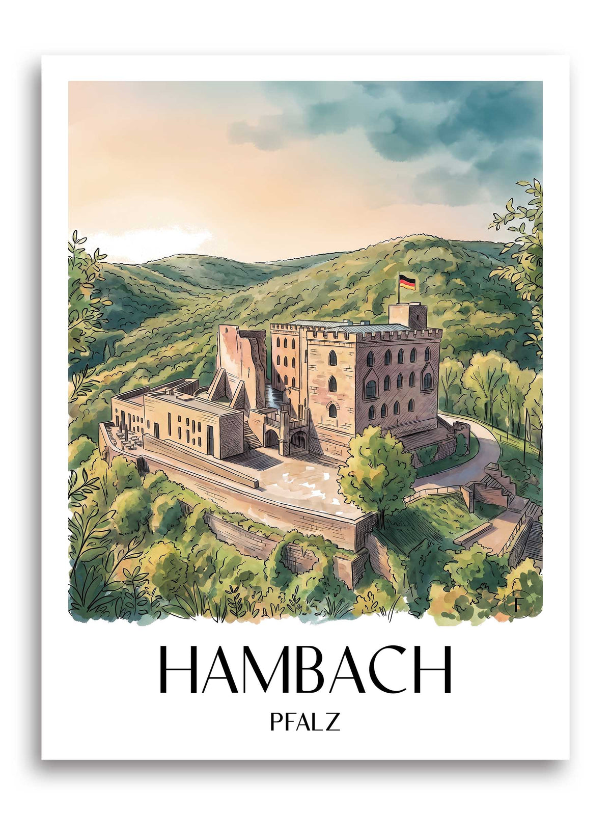 hambach-pfalz-deutschland-poster-aquarell