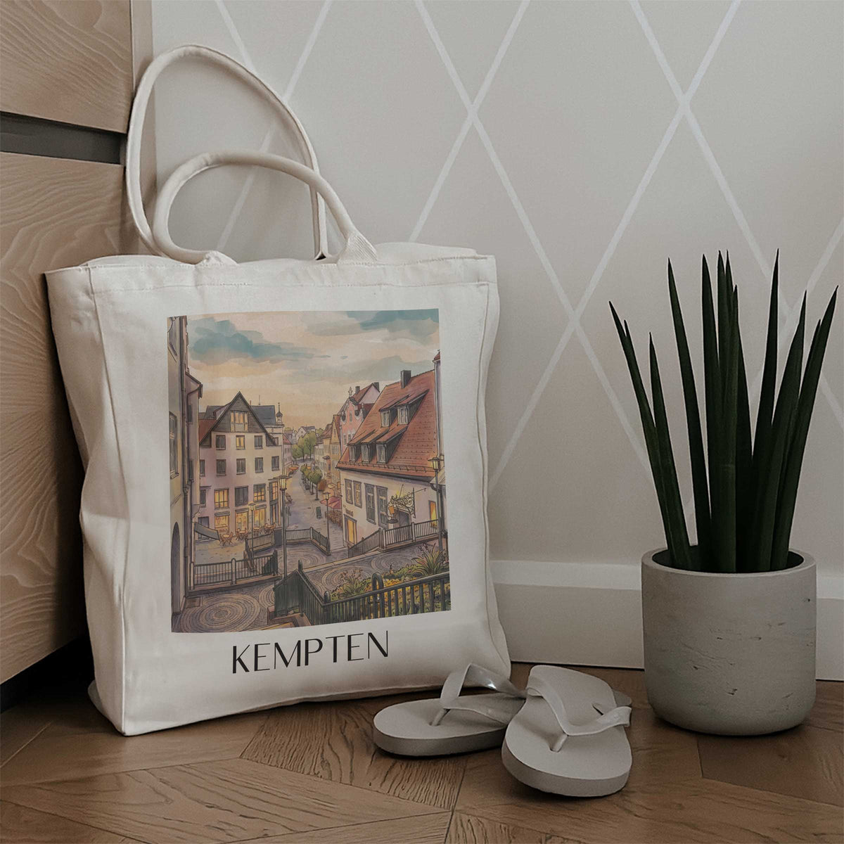 kempten-allgäu-deutschland-einkaufstasche-aquarell