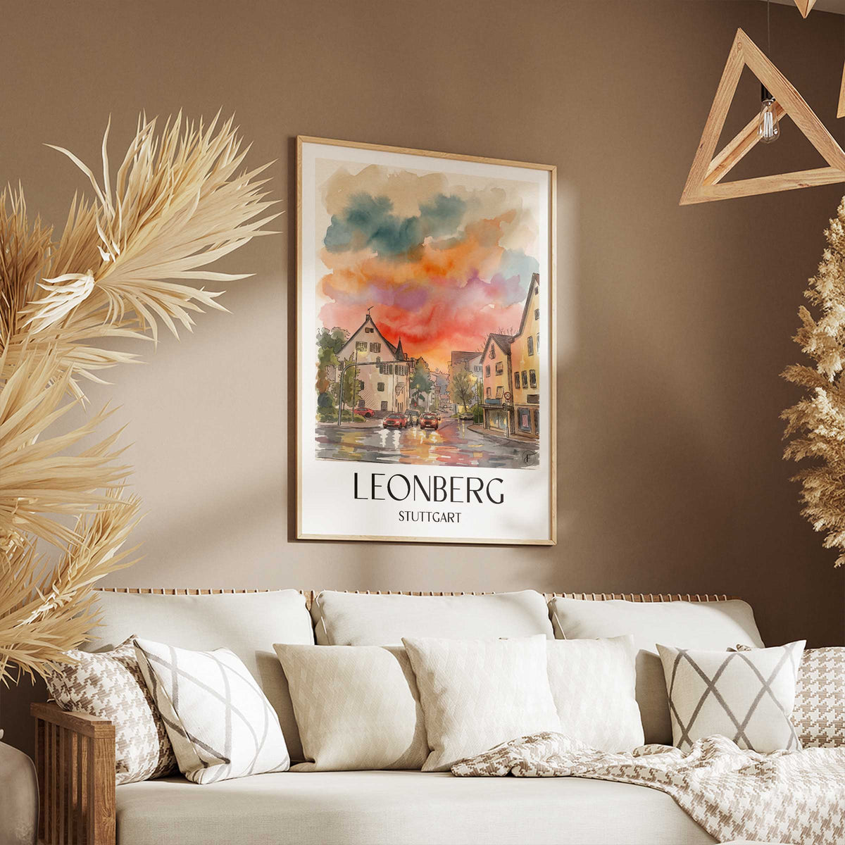 leonberg-stuttgart-deutschland-poster-aquarell